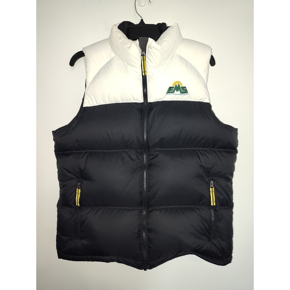 EMS Eastern Mountain Sports 800 Fill Down Puffer Vest Womens L Black White